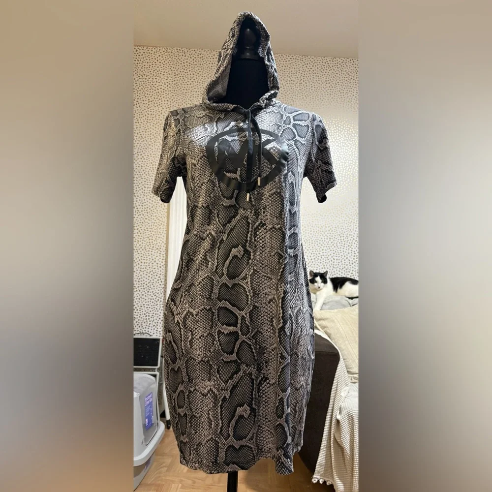 Michael Kors Black and Gray Snake Print Mini Dress - Picture 4 of 7